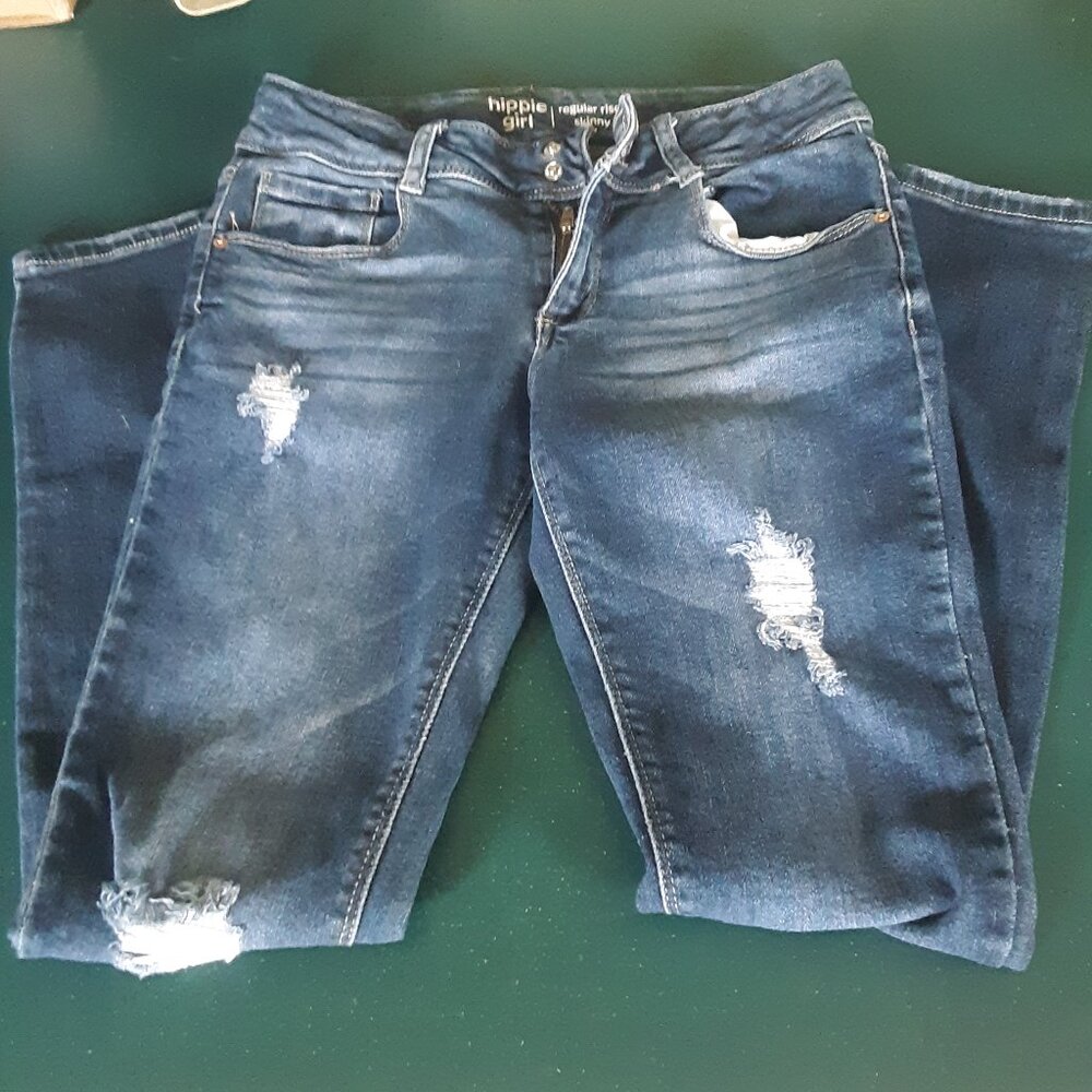Pre-owned - Hippie Girl Regular Rise Skinny Jeans - Size 14 Girls